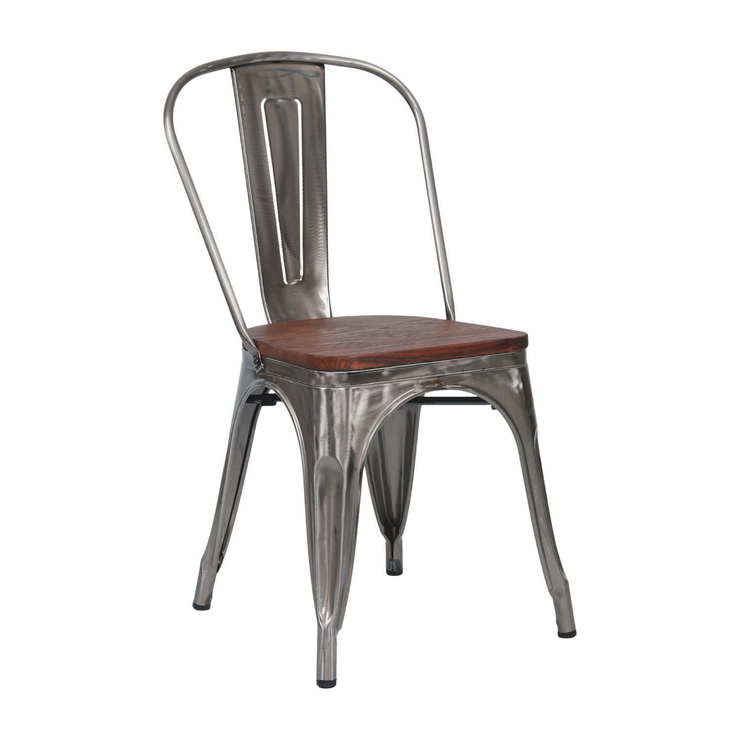 Silla Apilable Industrial de Acero y Madera 45x45x85cm 7house