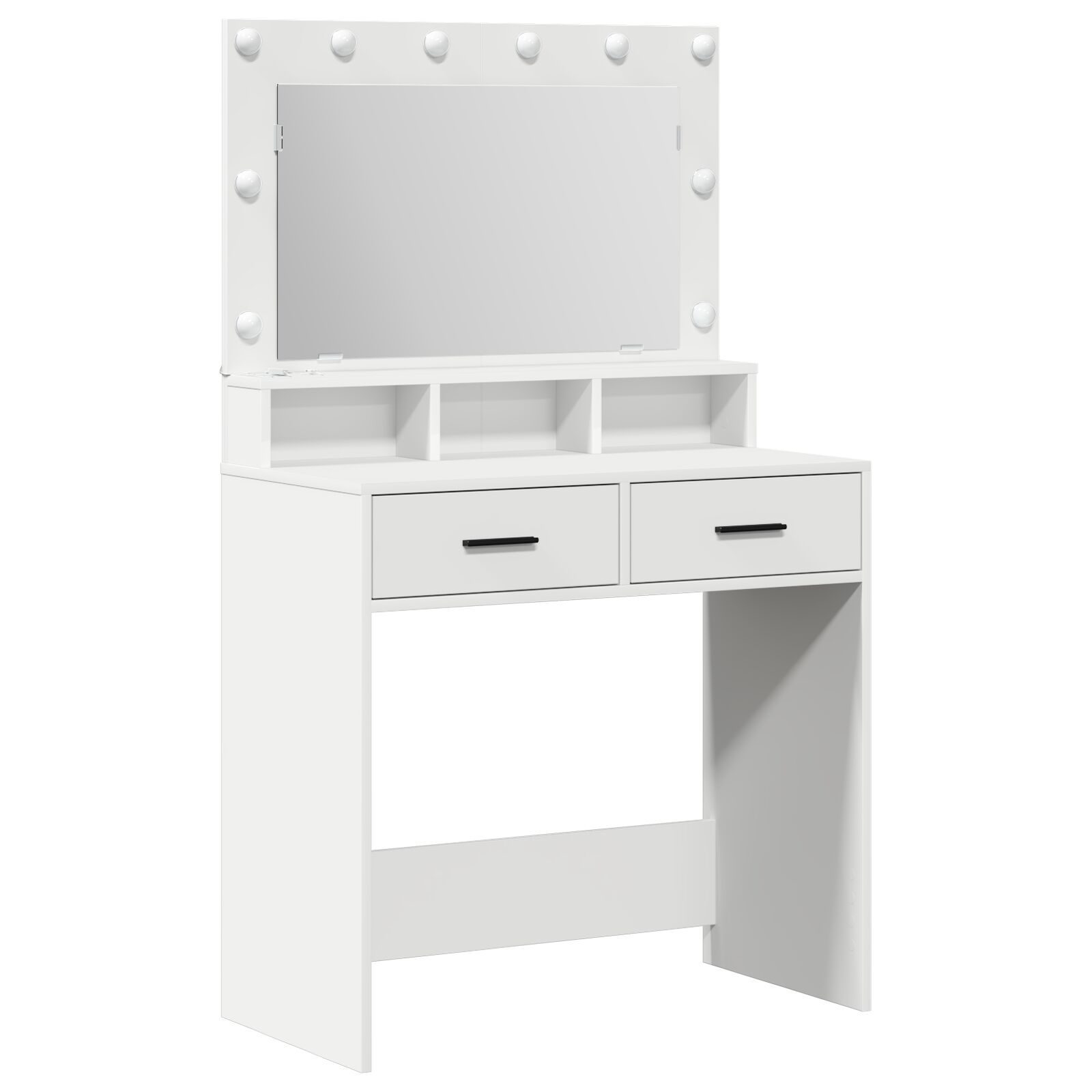 Mesa de tocador vidaXL con luces LED, Blanca, 79x41x135 cm