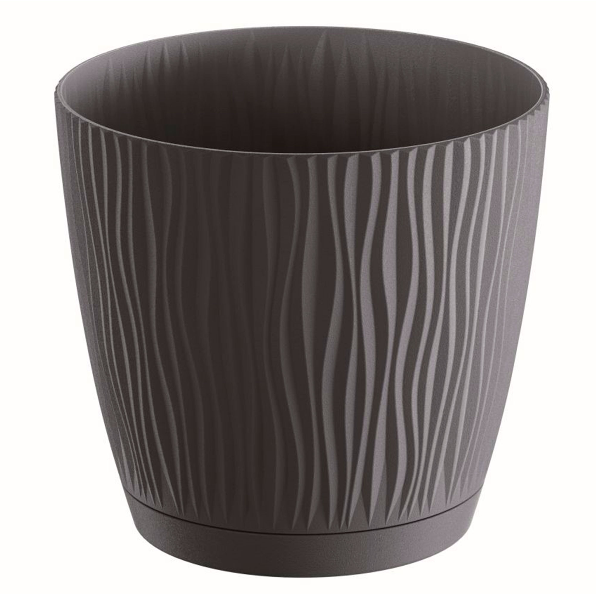 Prosperplast Maceta SANDY P 3,3L para Jardín, Dimensiones 188x188x175, Color Gris Piedra, Resistente a la Intemperie