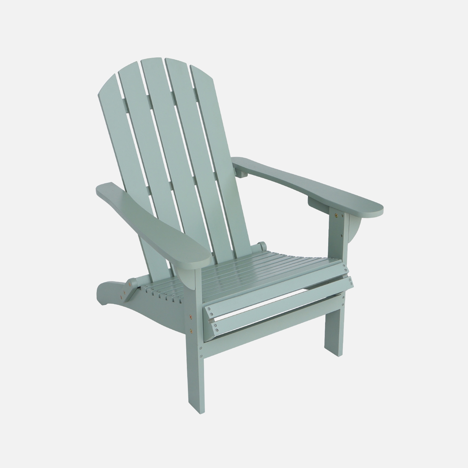 sweeek - Sillón de madera de acacia con reposabrazos, Kerina, Verde grisáceo, 90x71x91.5 cm