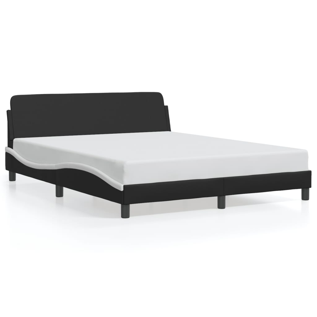 vidaXL Estructura de cama Dover cuero sintético negro blanco 160x200 cm