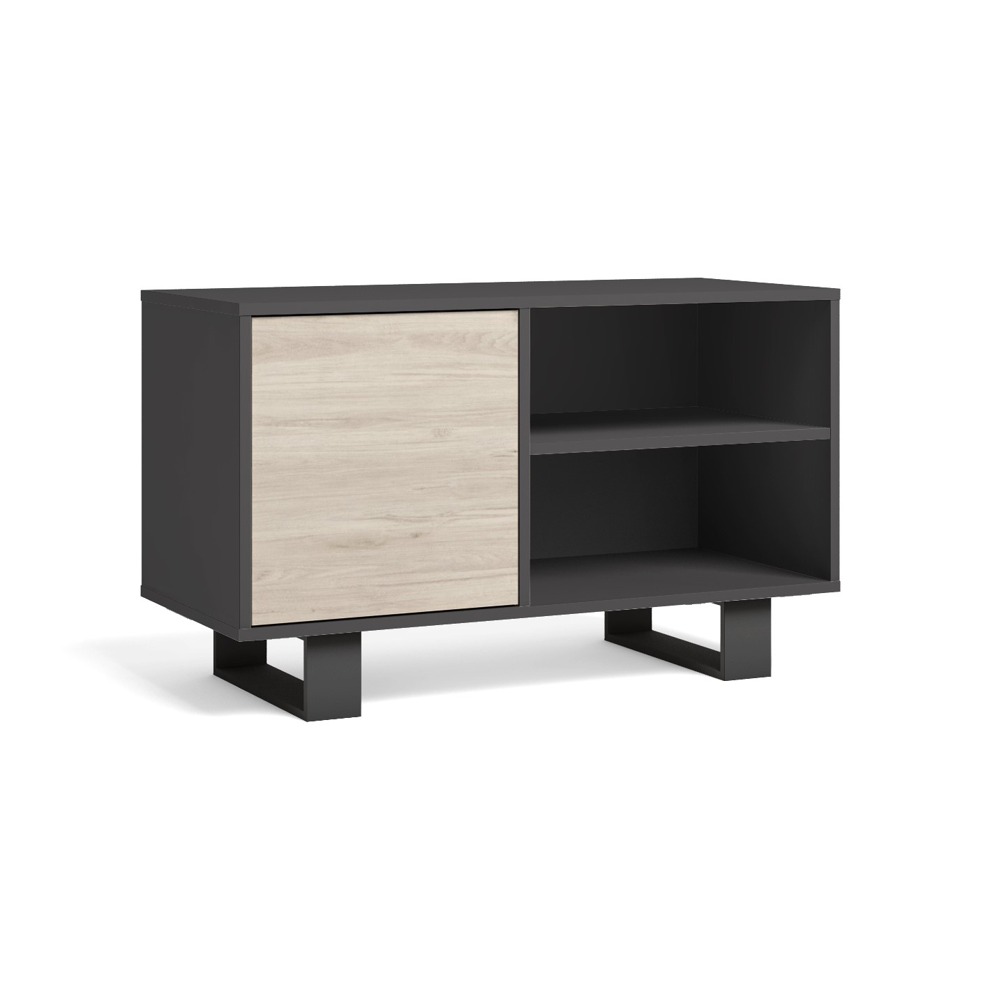 Skraut Home, Mueble TV 100 con puerta izquierda, salón comedor, Modelo WIND, Bi-Color, medidas 95x40x57cm de altura.