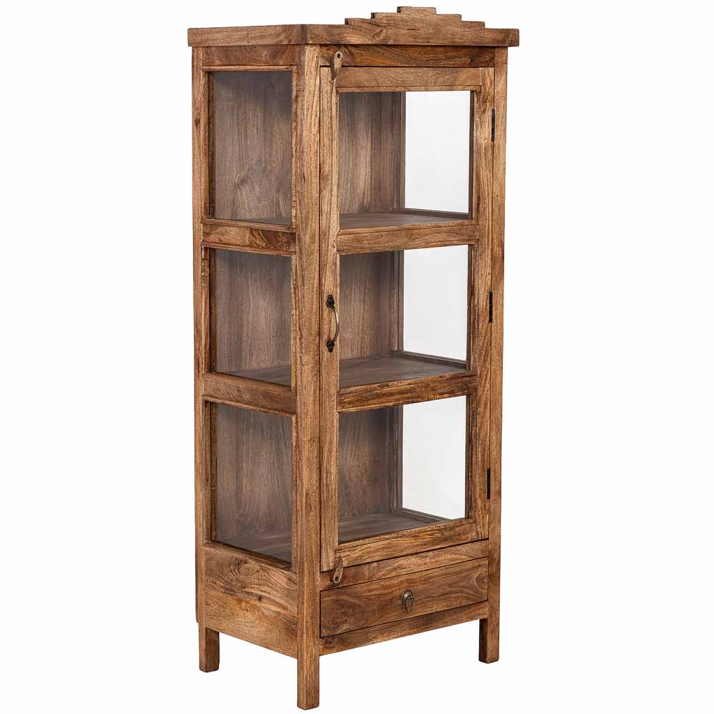 Wonderlust Deco - Vitrina de madera artesanal marrón 58x40x144h cm Marrón 58x40x144h cm