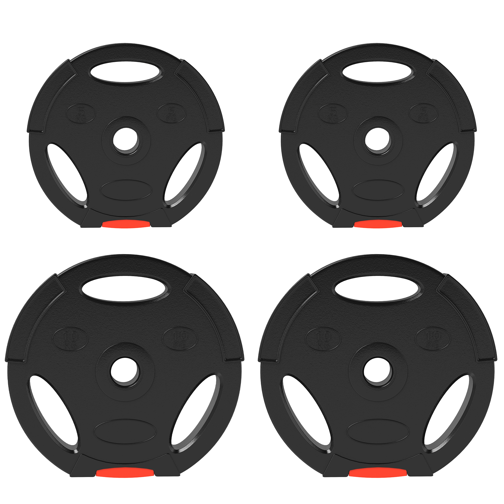 SPORTNOW Juego de Discos Pesas de 4 Piezas Discos de Pesas Total 30 kg 2x10 kg 2x5 kg con Orificios de 2,5 cm para Entrenamiento Fitness en Hogar Gimnasio Negro