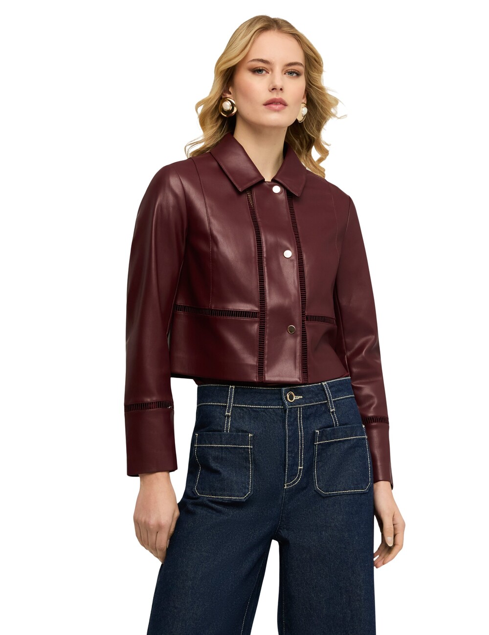 Motivi - Chaqueta cropped con detalles perforados