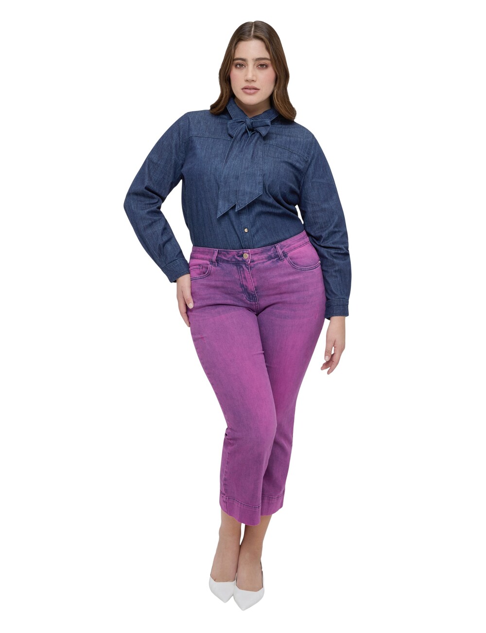 Fiorella Rubino - Jeans Kick Flare lavado morado desgastado