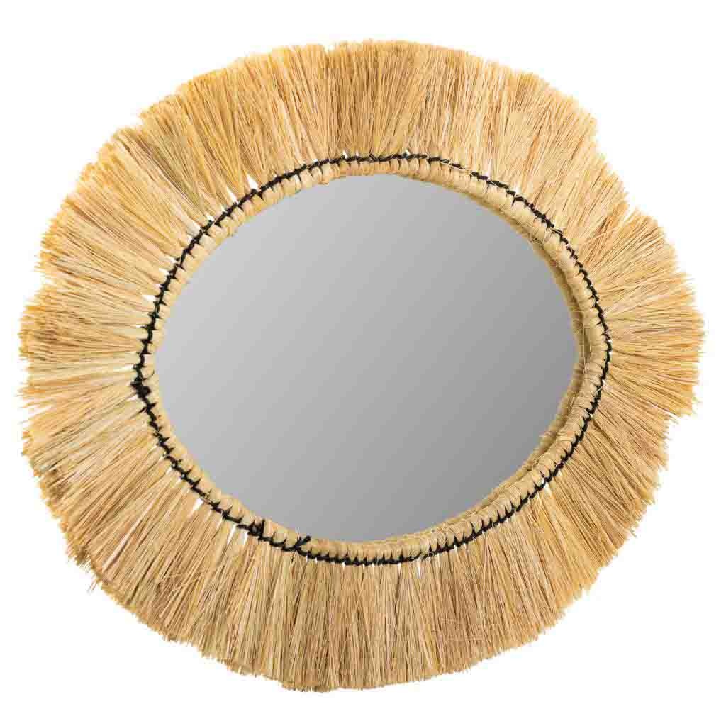 Wonderlust Deco - Espejo ovalado de fibra natural marrón 55x44x6 Marrón 55x44x6h cm