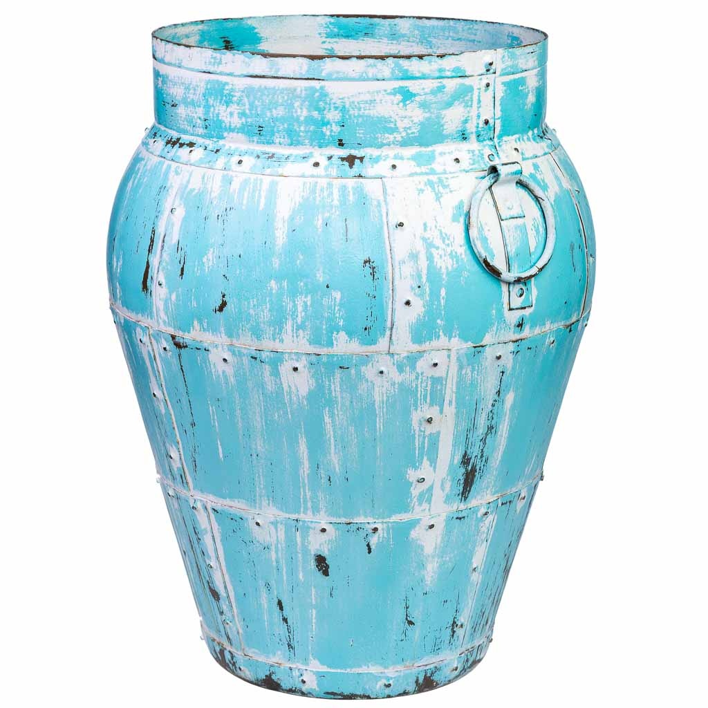 Wonderlust Deco - Jarrón de metal envejecido azul 45x45x60h cm Azul 45x45x60h cm