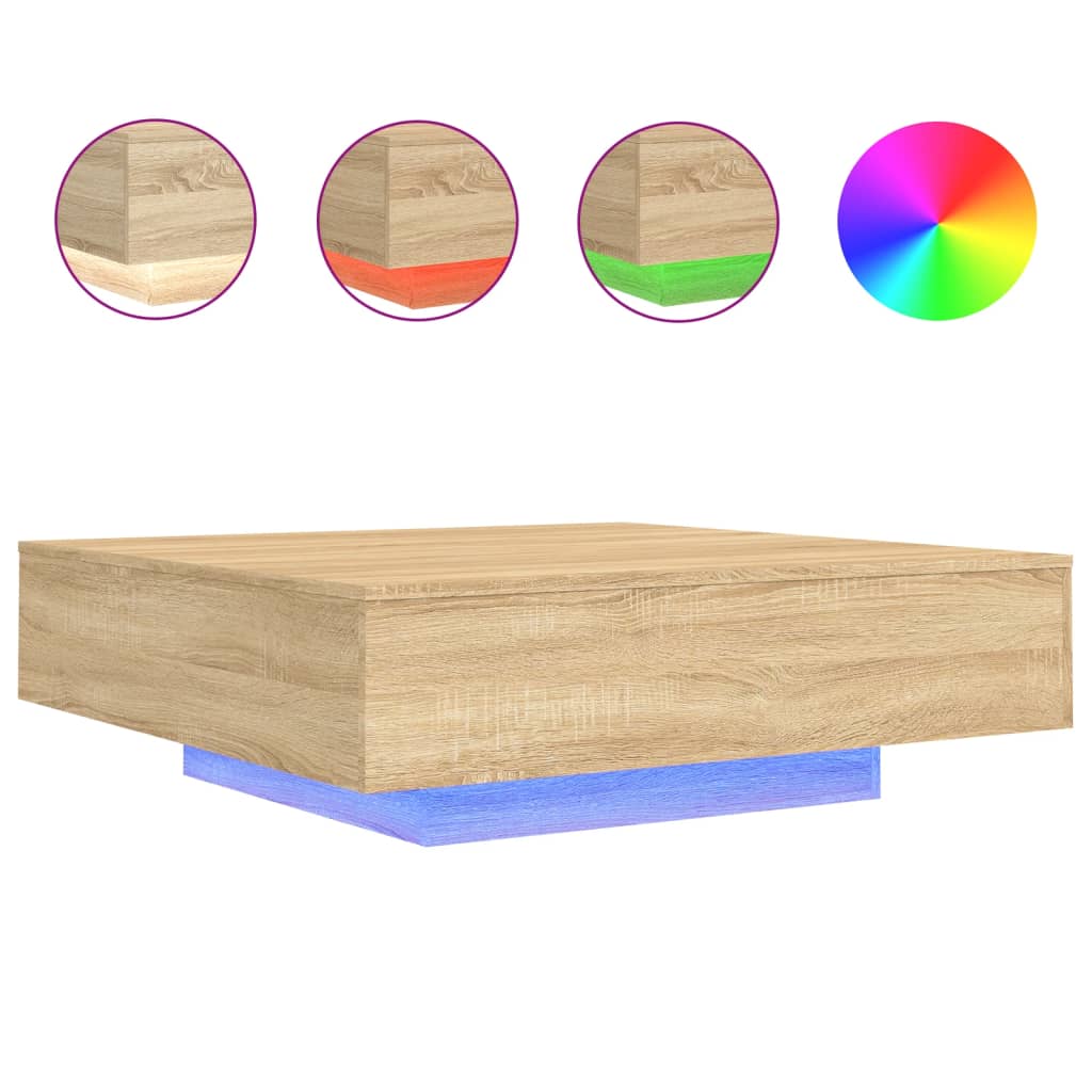 Vidaxl Mesa de Centro con Luces LED 100x100x31 Cm Blanco