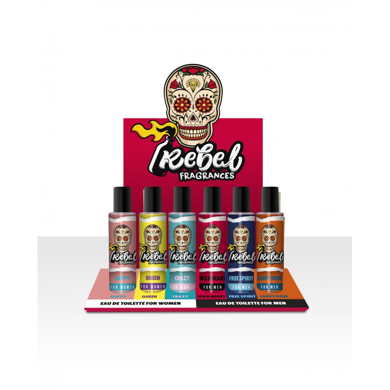 Fragancias REBEL for MEN and for WOMEN - Se envían de forma aleatoria - Para hombre y mujer en formato de 30 ml - Diseñadas y creadas para aventureros, urbanos, excéntricos y románticas, felices, espiritus libre