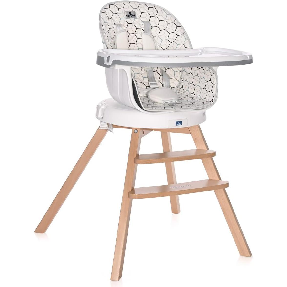 Lorelli - Trona 3 en 1 Napoli con asiento giratorio 360° - trona, silla alta y asiento elevador en uno - regulable en altura – Hasta 15kg con bandeja y reposapiés