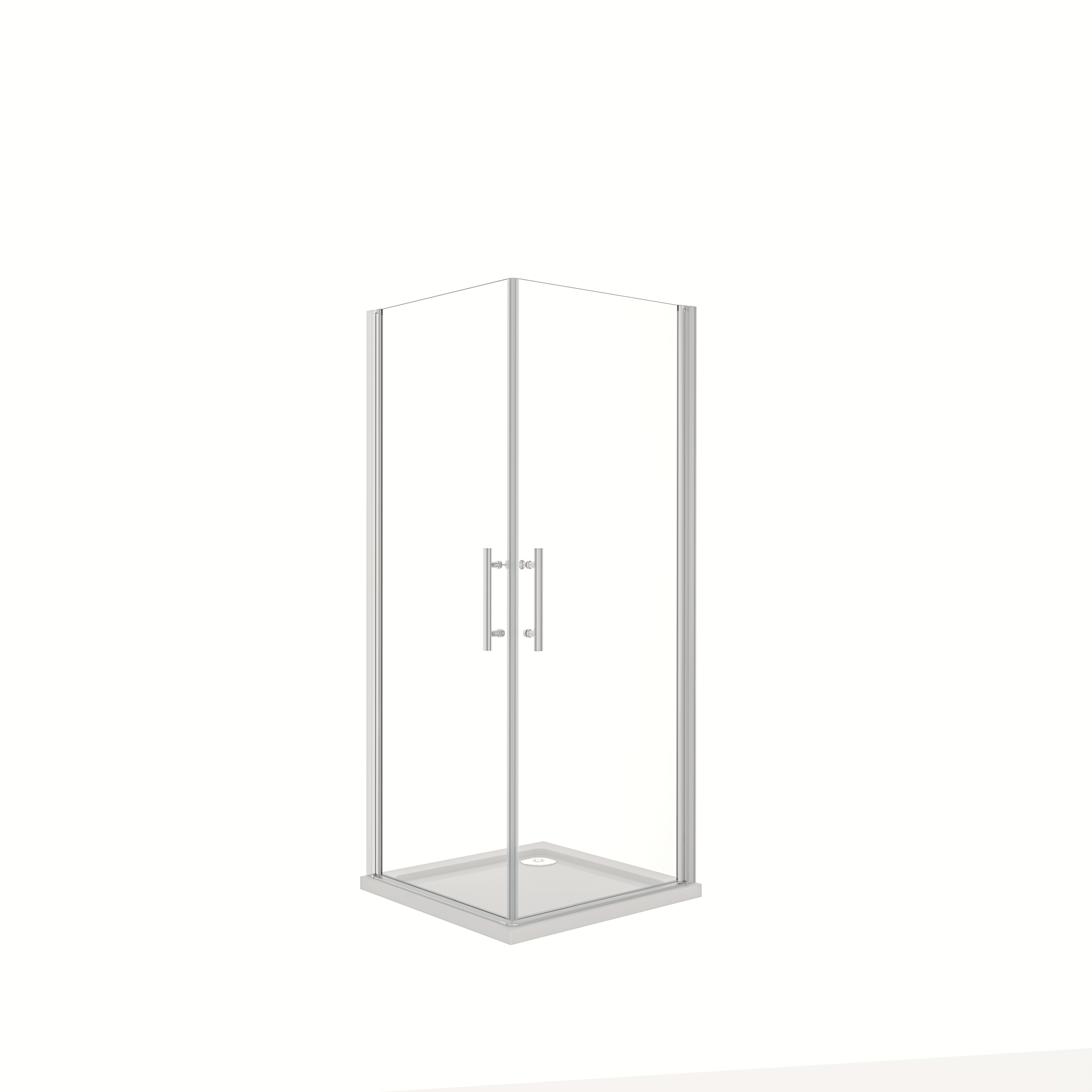 AICA Mampara de Ducha Cuadrada Abatible Perfil Cromado Antical 6mm (680-700)x(680-700)x1950mm + Plato de Ducha 70x70x3cm + Accesorios de desagüe