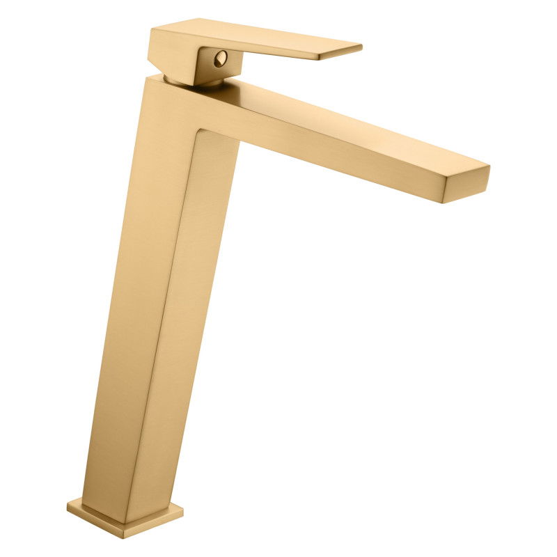 Imex Art BDAR025-3OC grifo monomando para lavabo caño alto latón acabado oro cepillado