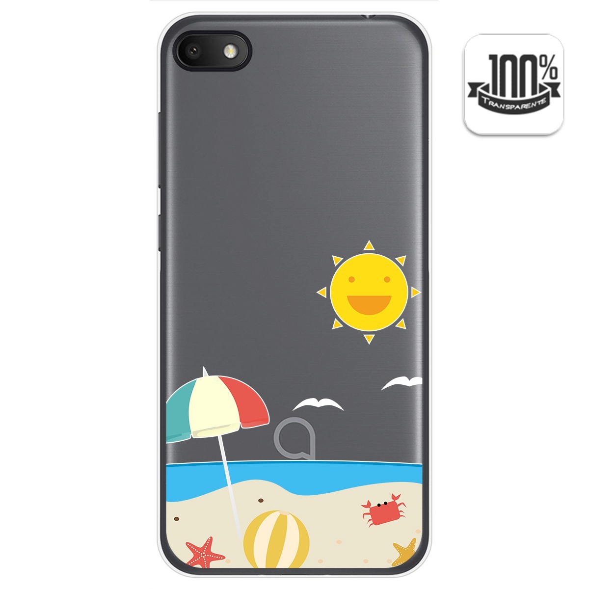 Tumundosmartphone Funda Gel Transparente para Alcatel 1V 2019 diseño Playa Dibujos