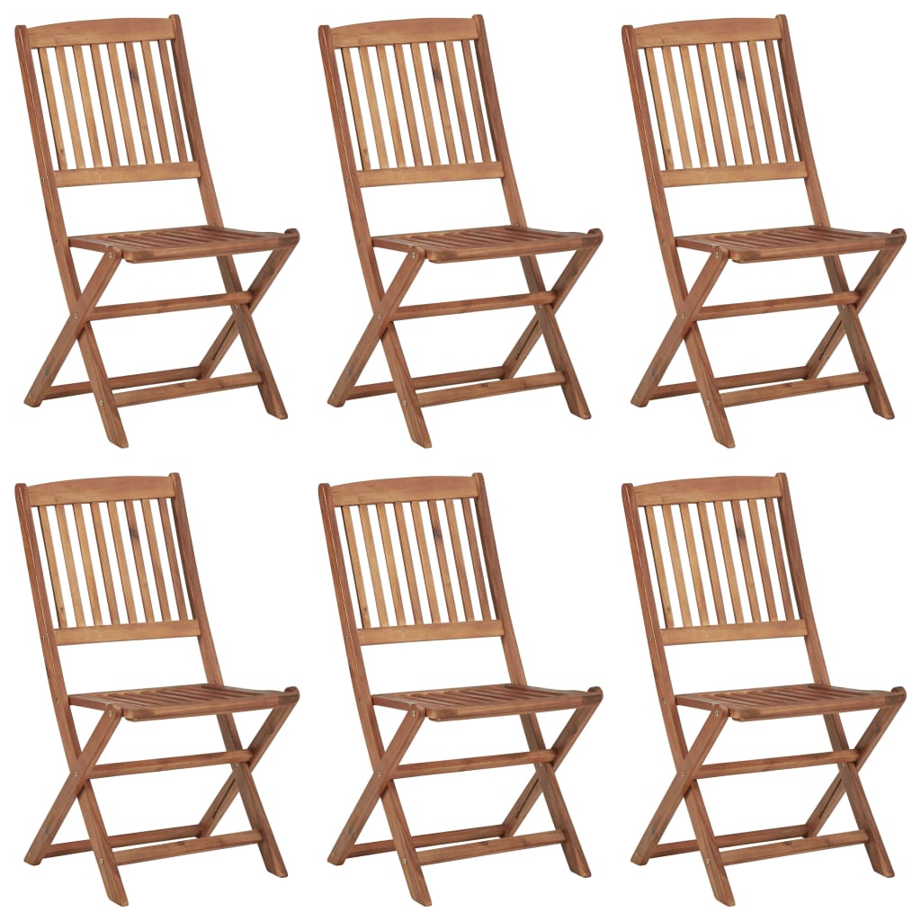 vidaXL Sillas de exterior plegables 6 uds madera maciza acacia