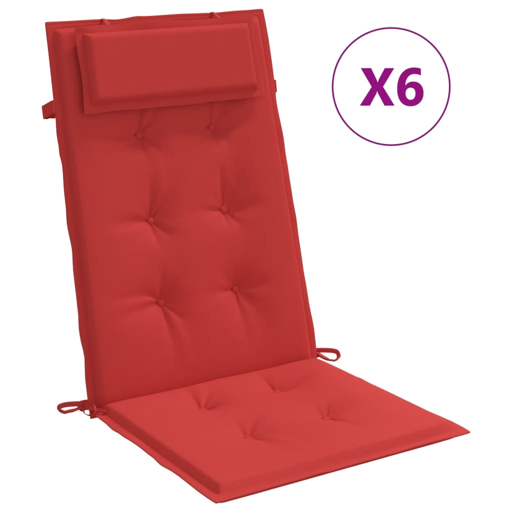 Cojines de Silla con Respaldo Alto 6 Uds Tela Oxford Color Antracita, Crema, Rojo - Vidaxl
