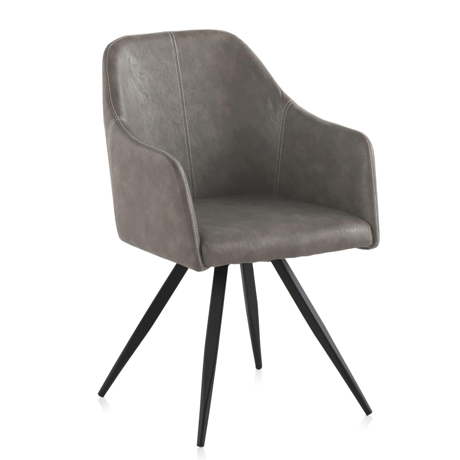 Silla Tapizada En Polipiel Marrón Con Patas De Metal El mejor complemento para tu hogar. Fijalo