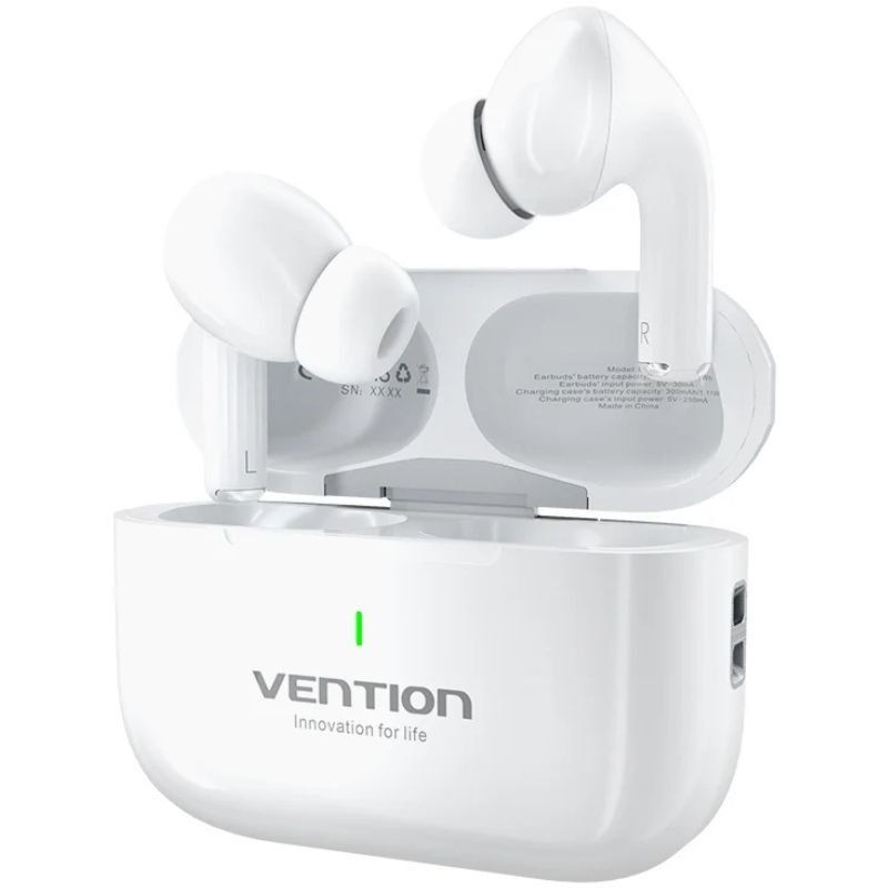 VENTION Auriculares Inalámbricos TWS Echo Lite E11, Bluetooth 5.4, Diseño Ergonómico Blanco