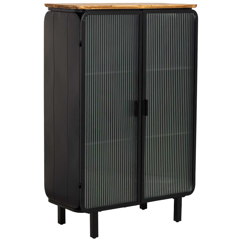 Wonderlust Deco - Vitrina de metal, madera y vidrio 2 puertas, negro72x36x113h cm Negro 72x36x113h cm