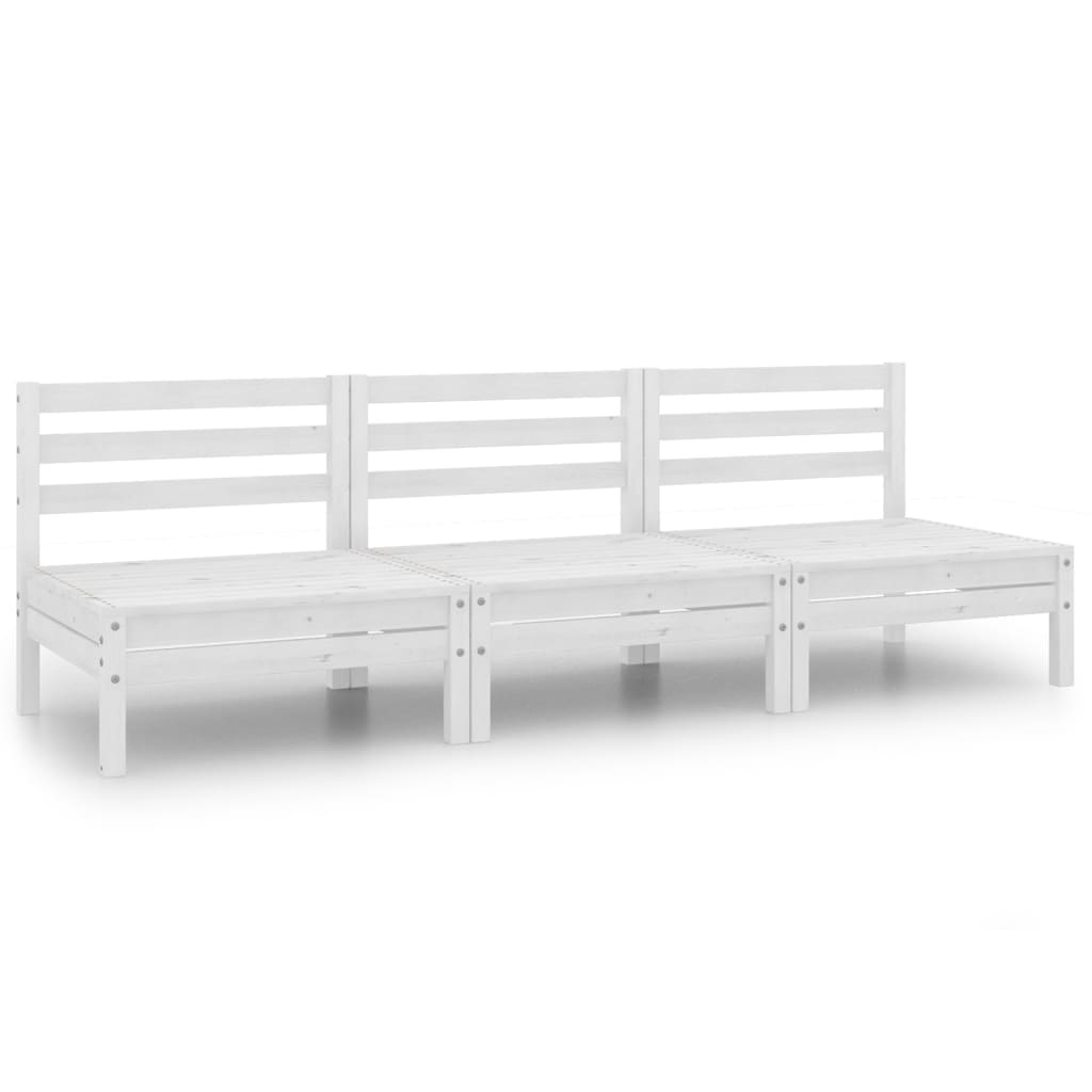 vidaXL Juego de muebles de jardín 3 piezas madera maciza de pino en color Marrón/Blanco/Gris | almacenamiento funcional diseño moderno para baño dormitorio sala