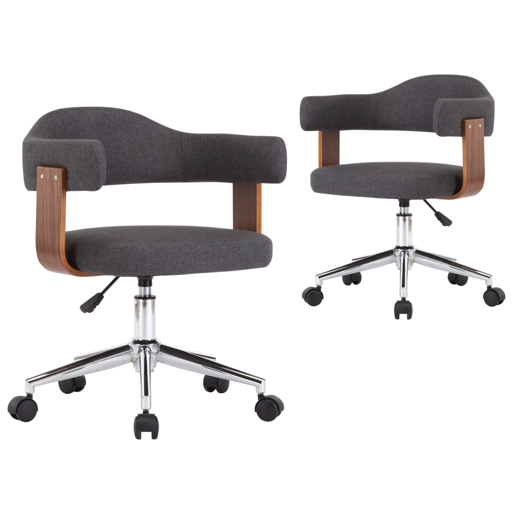 vidaXL Sillas de comedor girartorias 2 uds madera curvada y tela gris