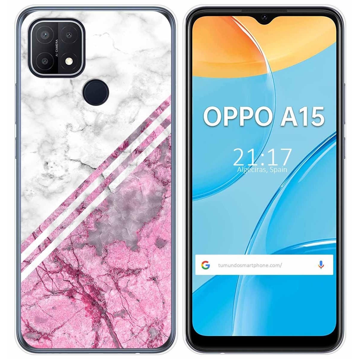 Tumundosmartphone Funda Gel Tpu para Oppo A15 diseño Mármol 03 Dibujos