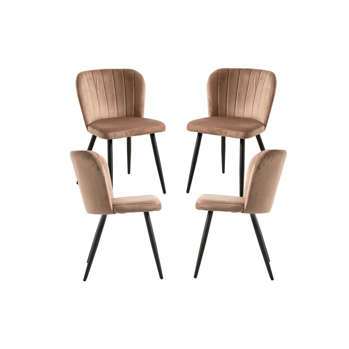 Regalos Miguel - Packs Sillas Comedor - Pack 4 Sillas Luk Terciopelo - Marrón claro