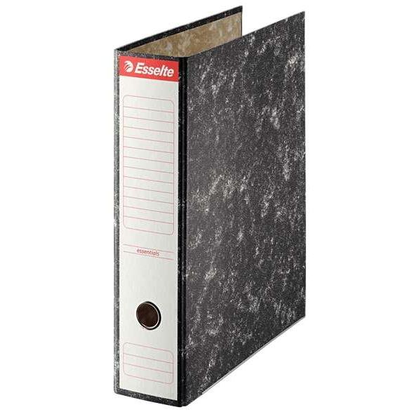 Esselte archivador de palanca - carton - formato folio - lomo 75mm - capacidad para 500 hojas - color negro jaspeado (20 uds)