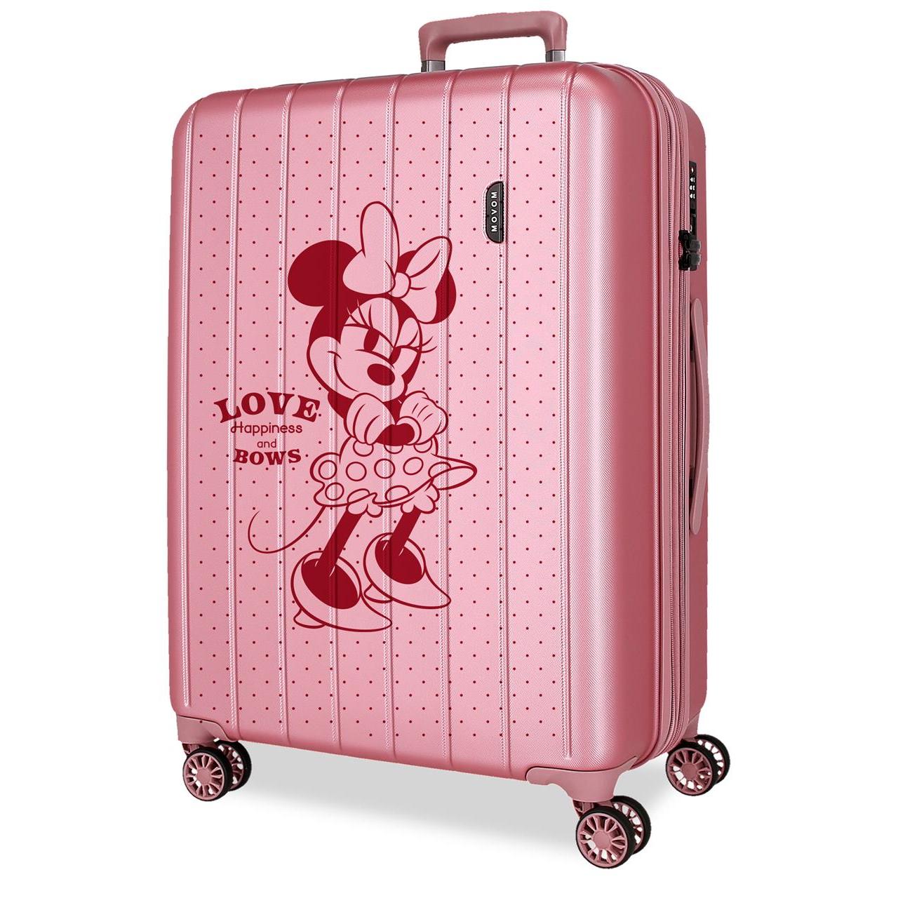 Maleta Mediana Disney Mickey & Minnie de 48 cm, ABS Resistente, 72L, Expandible, 4 Ruedas 360°, Cierre TSA
