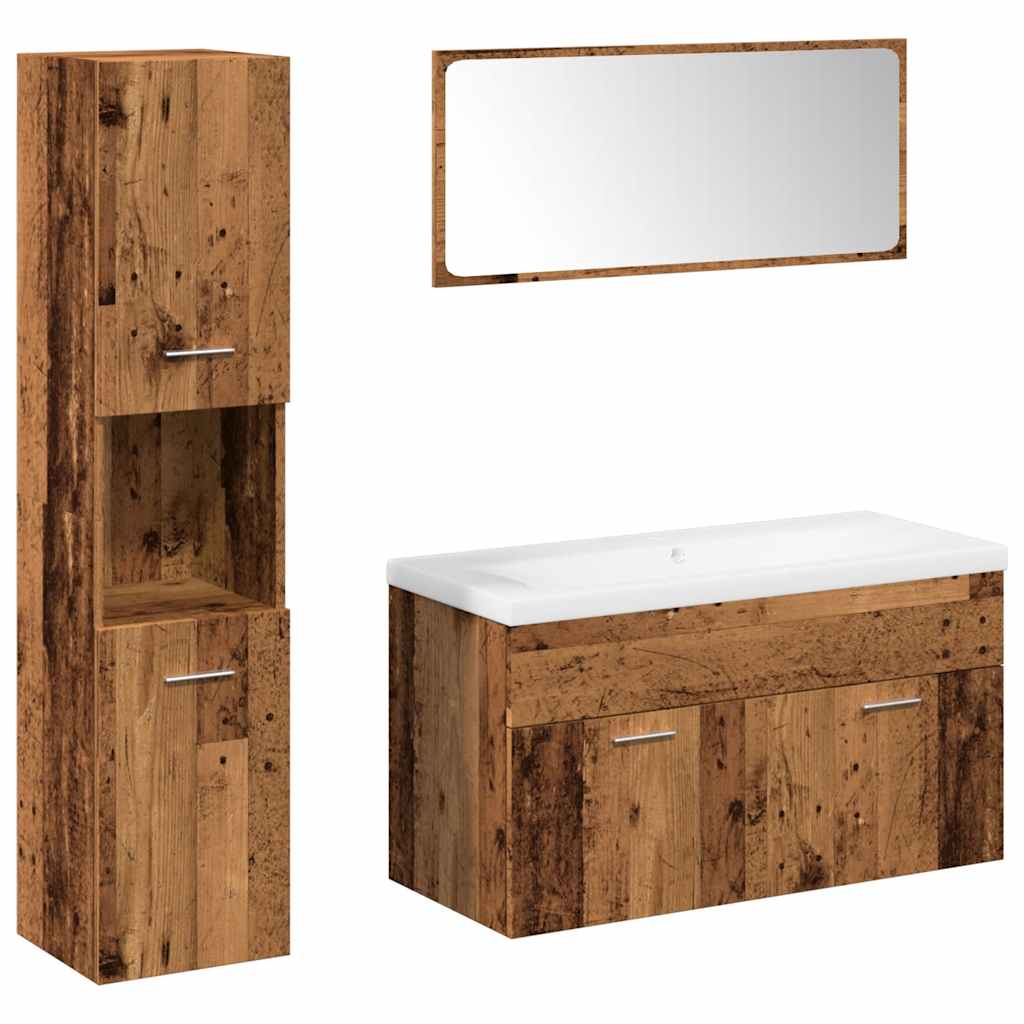 vidaXL Juego de muebles de baño 5 piezas madera ingeniería envejecida