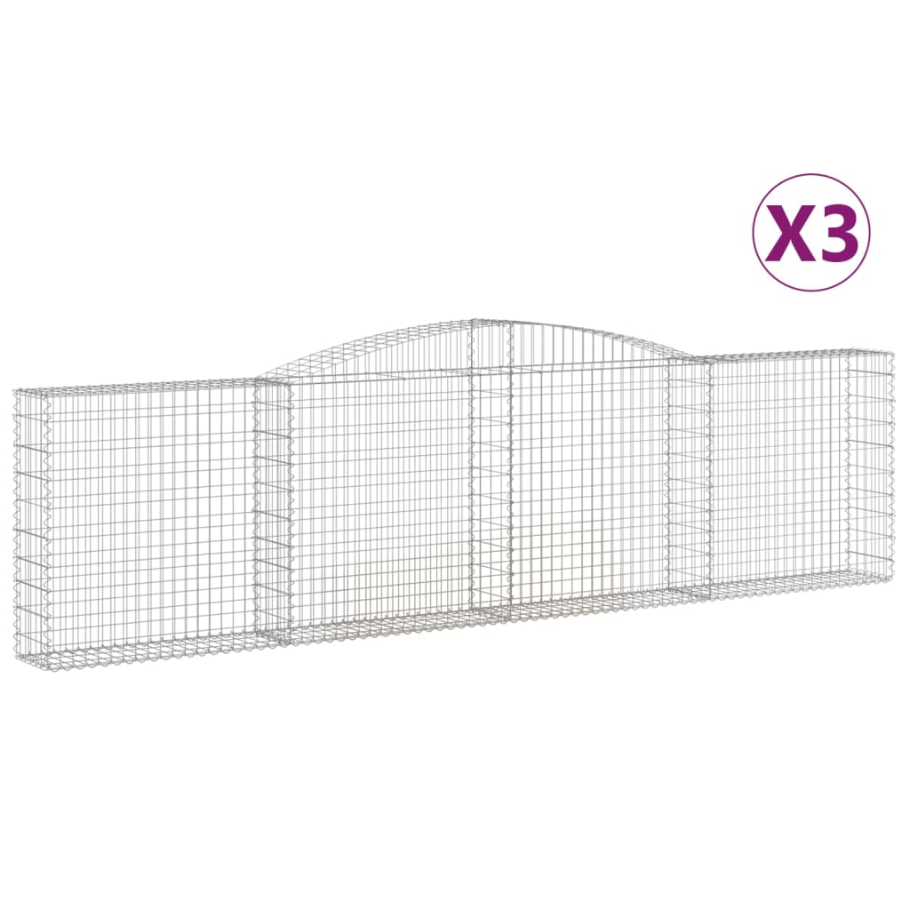 Vidaxl Cestas de Gaviones 3 Uds. Forma de Arco Hierro Galvanizado 400x30x100/120 Cm