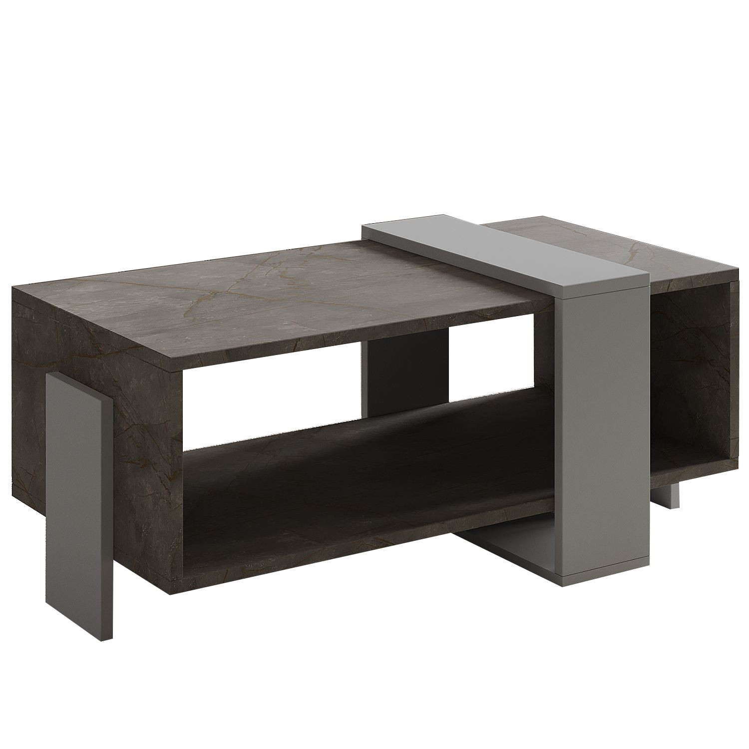Habitat y Jardin - Mesa baja de madera "Meleni" - 90 x 49 x 40 cm - Gris