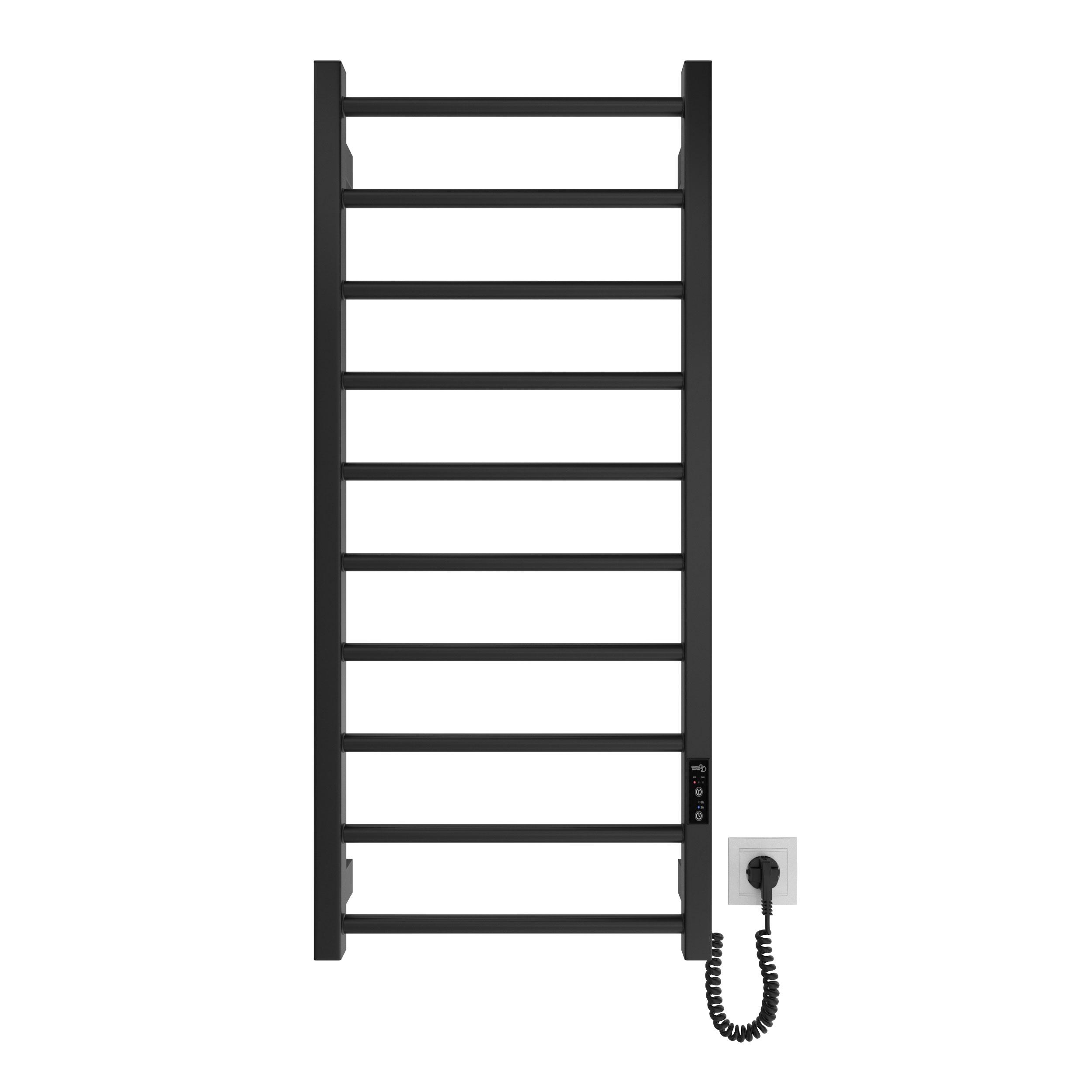 Radiador Toallero Eléctrico Seco HYGGE FAMILY Modelo LEEDS, Bajo Consumo de 970x430 mm Color NEGRO MATE