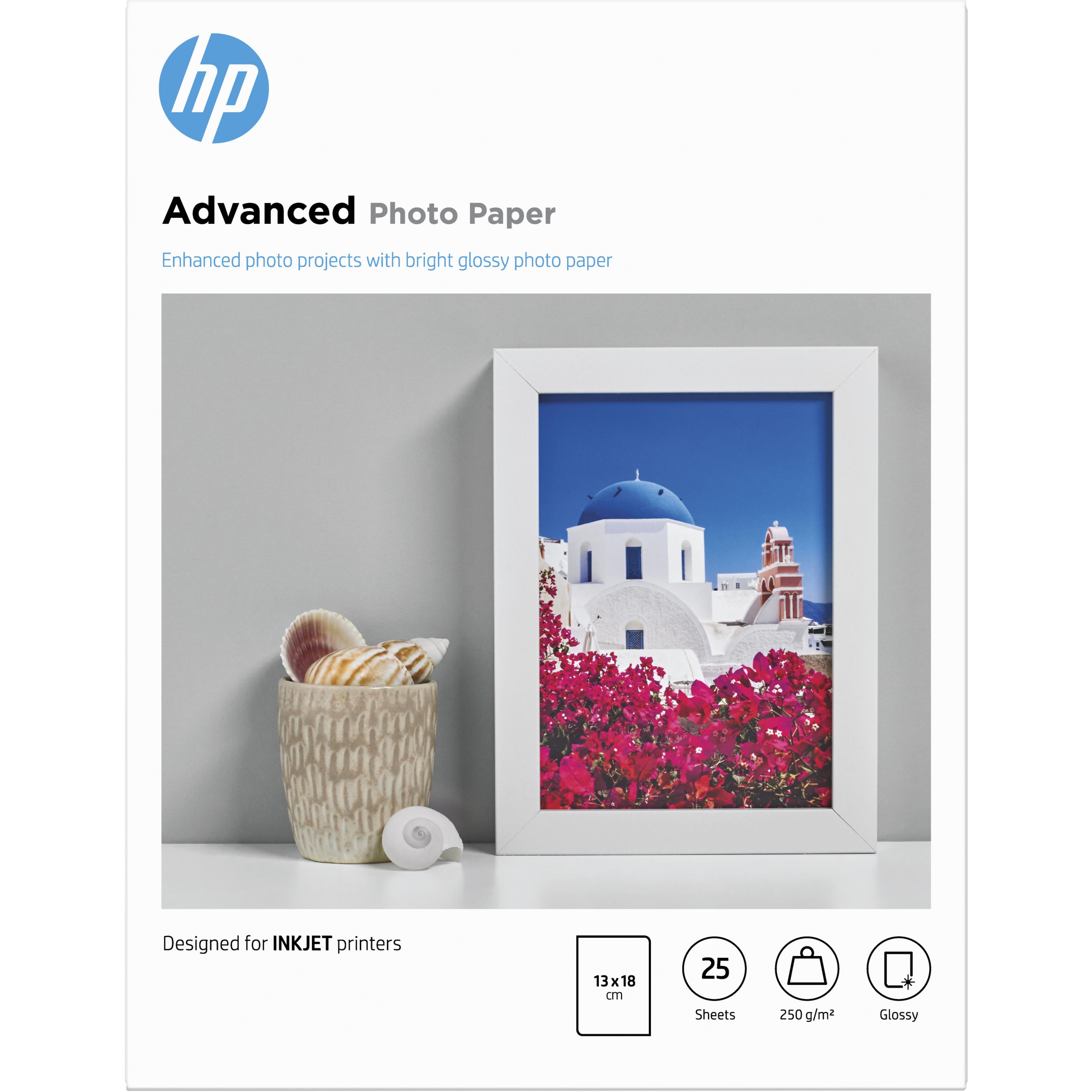 HP Papel Advanced glossy photo, 250g/m2, 13x18cm borderless, 25 hojas