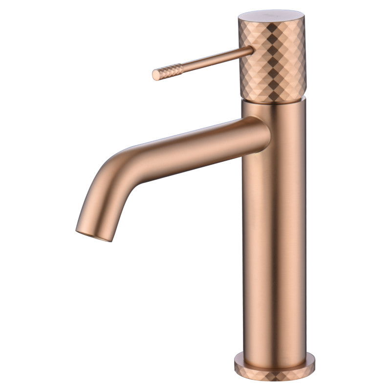 Imex Génova BDG053-1ORC grifo monomando para lavabo de latón con tecnología Cold Open y acabado en oro rosa cepillado