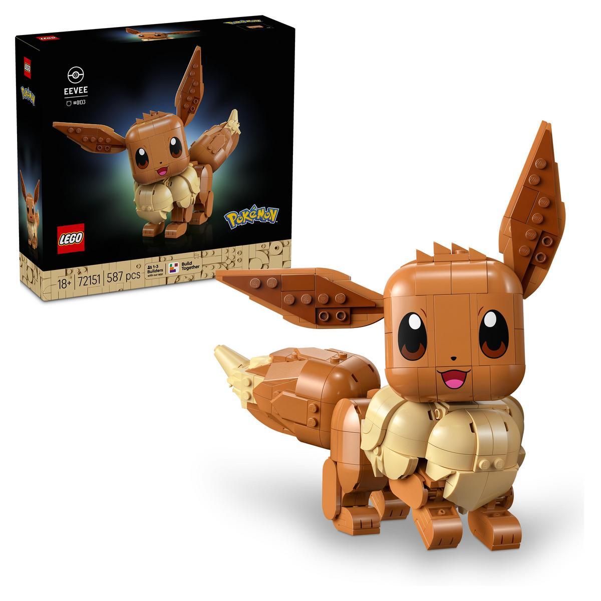 LEGO® 72151 Pokémon Eevee - Figura 3D Decorativa para Construir, Kit de Modelo Coleccionable Gamer para Exponer