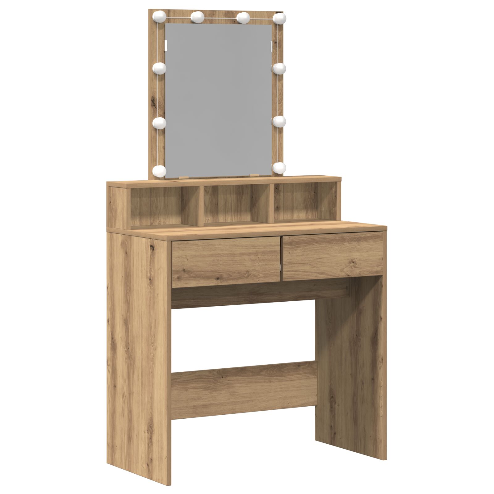 Toallero de vidaXL con espejo y LEDs de madera elaborada en roble artesanal