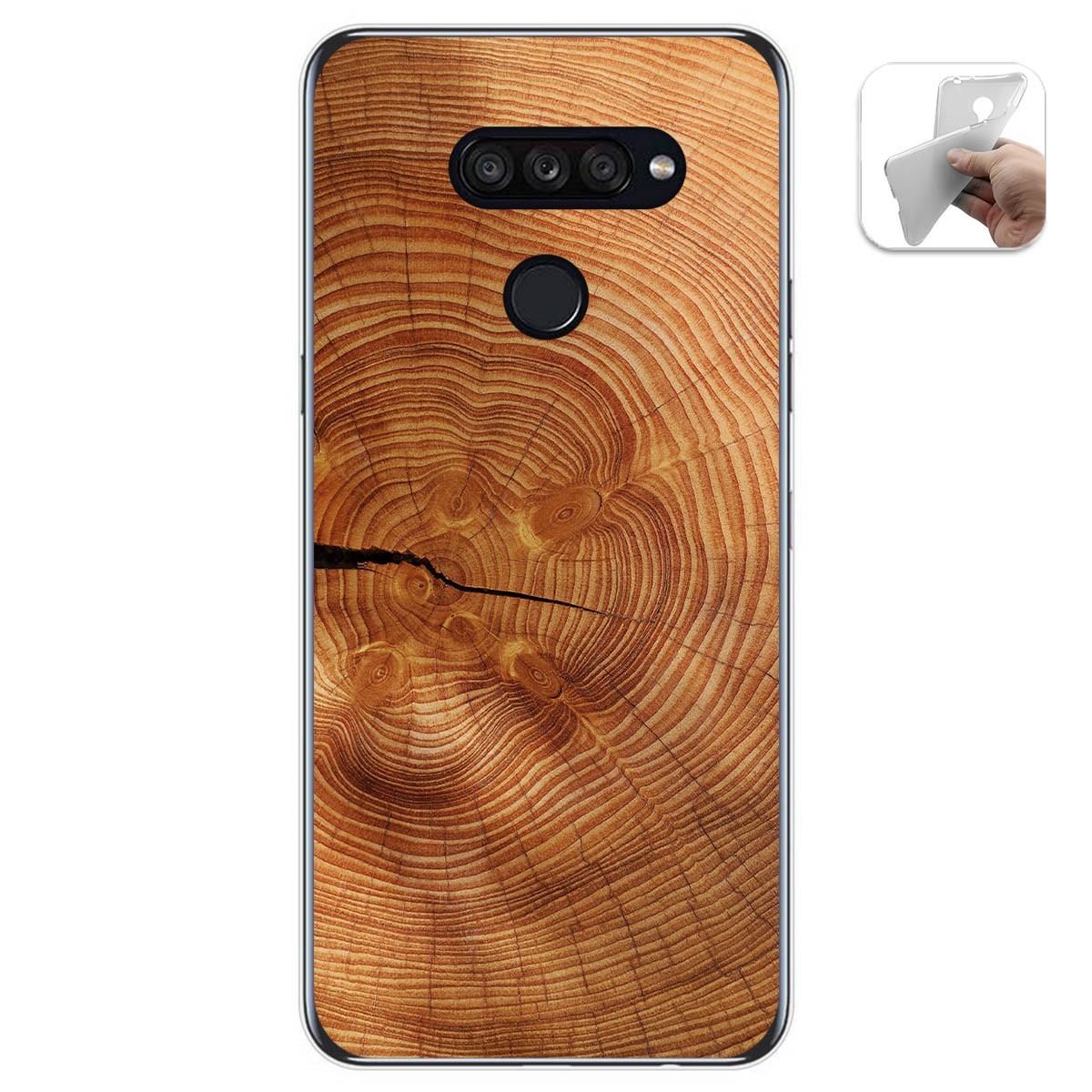 Tumundosmartphone Funda Gel Tpu para Lg K50S diseño Madera 04 Dibujos