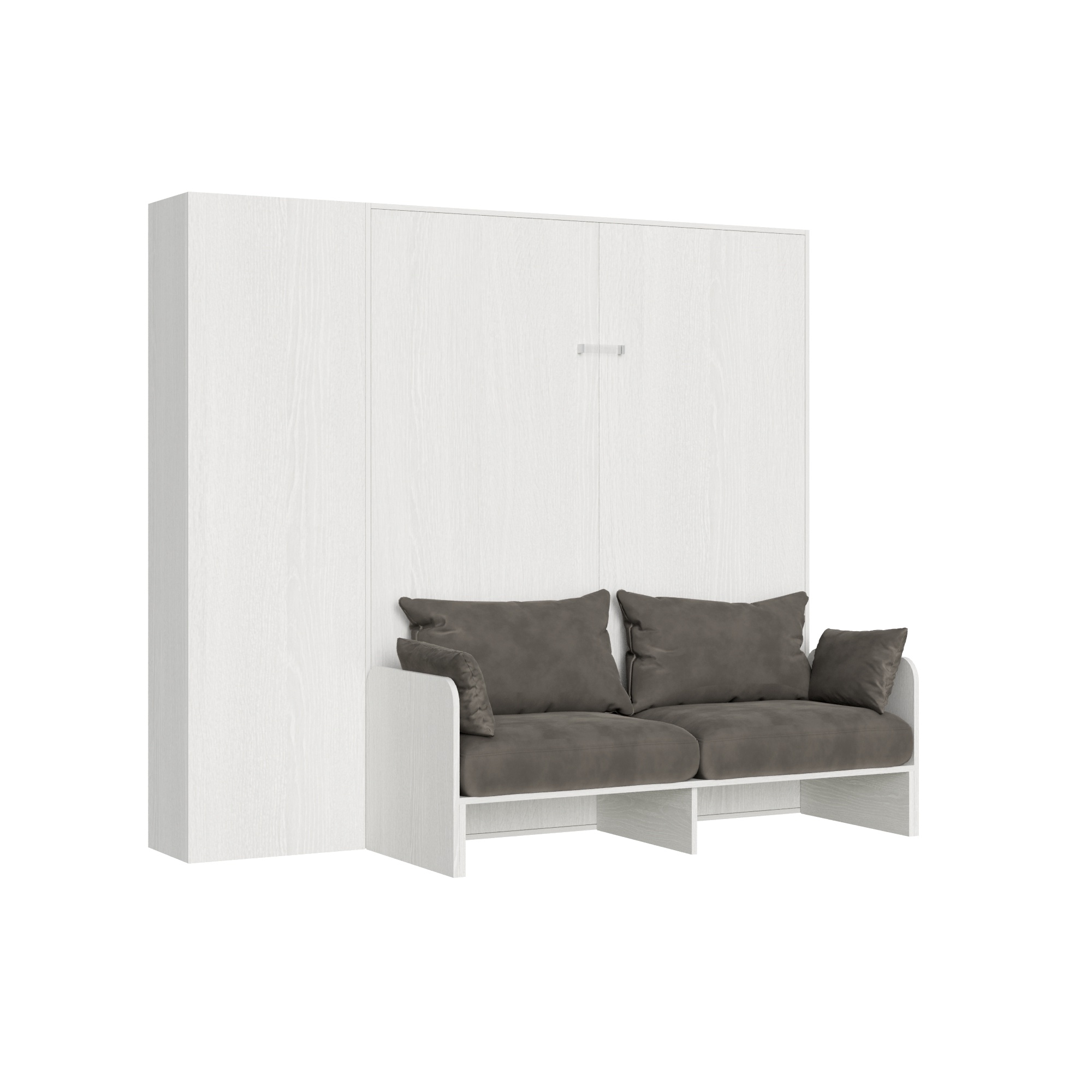 Sofá cama doble Kentaro de fresno blanco con columna izquierda-derecha (ALESSIA 20) - Itamoby