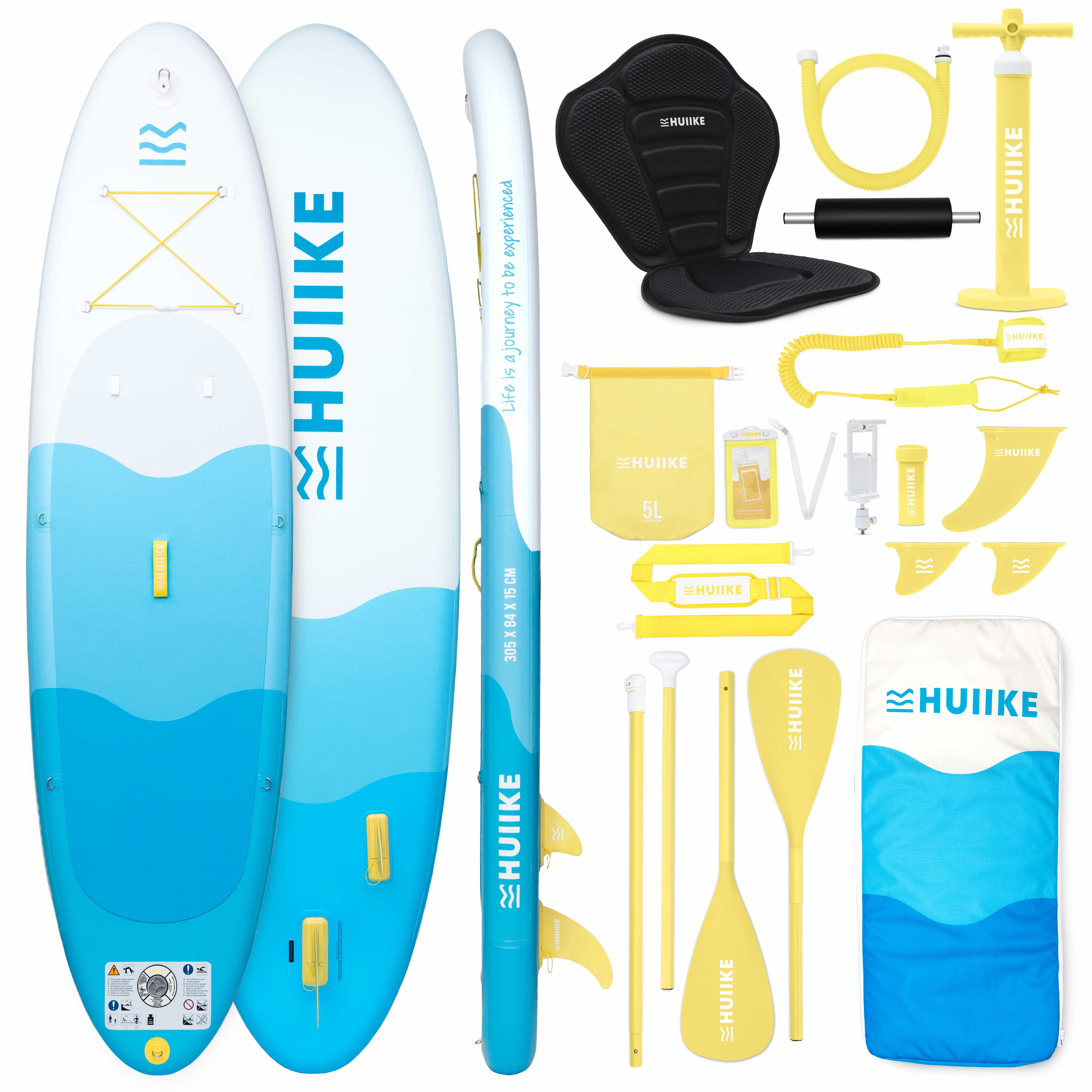 Tabla Paddle Surf Hinchable con Accesorios Premium - HUIIKE | Tabla Padel Surf Hinchable con Remo Doble Uso y Asiento Kayak | Stand Up Paddle Board Gran Estabilidad y Resistencia | Pádel SUP Board