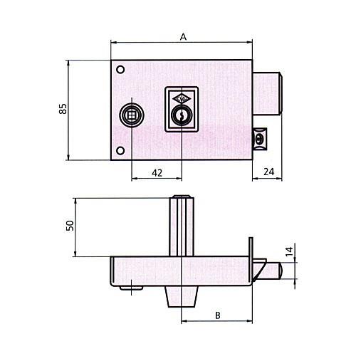 Cerradura sobreporner CVL 1125BR 14 derecha HE redonda