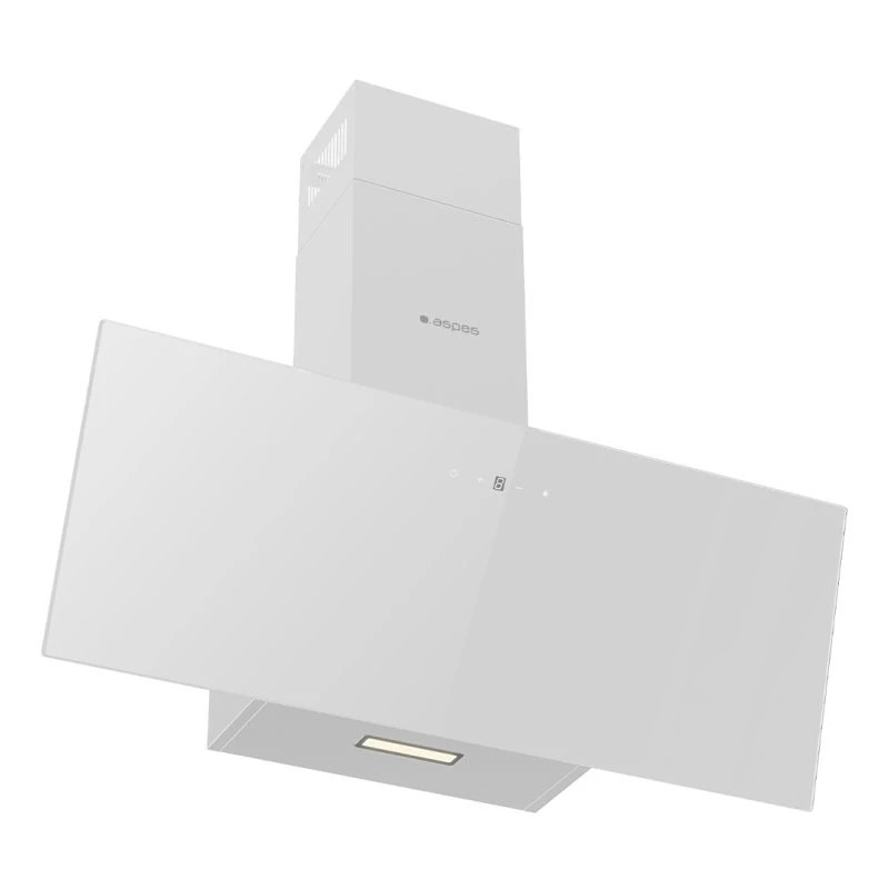 Campana Decorativa Inclinada ASPES ACPD901AIN 90cm 370m³/h Clase A++ Cristal blanco  | Táctil, 59dB, Niveles Extracción 3