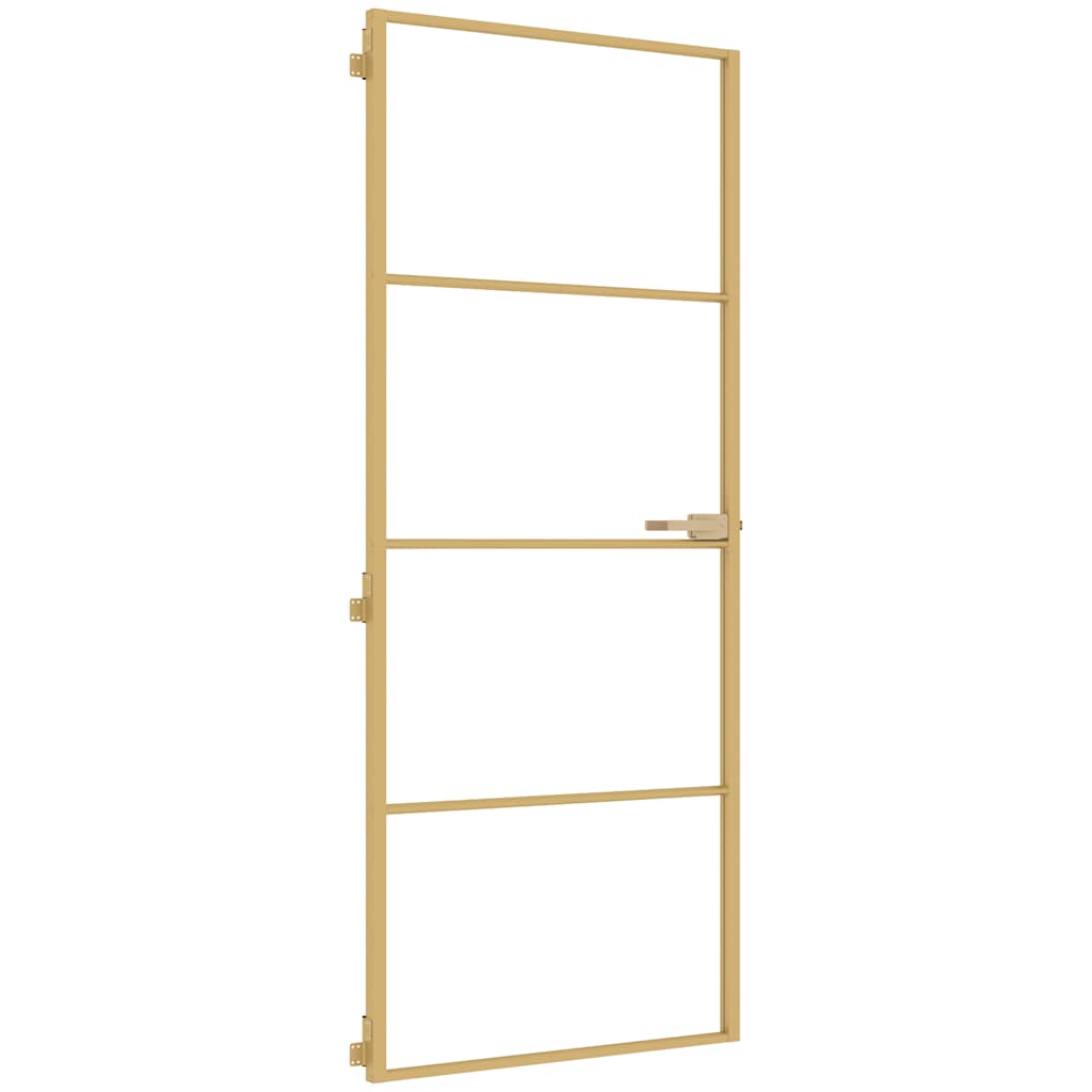 vidaXL Puerta de interior dorada vidrio templado y aluminio 83x201,5cm