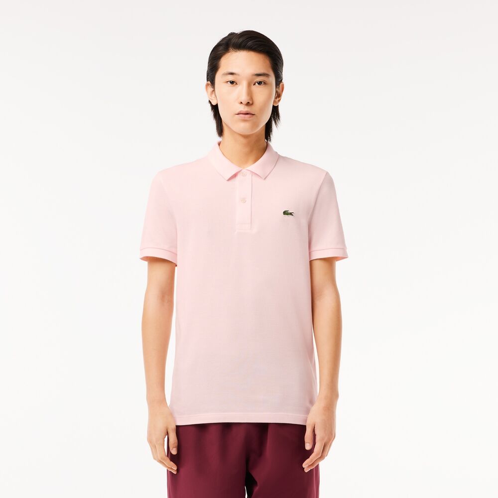 Polo Rosa Claro Lacoste L.12.12 Slim Fit en Petit Piqué