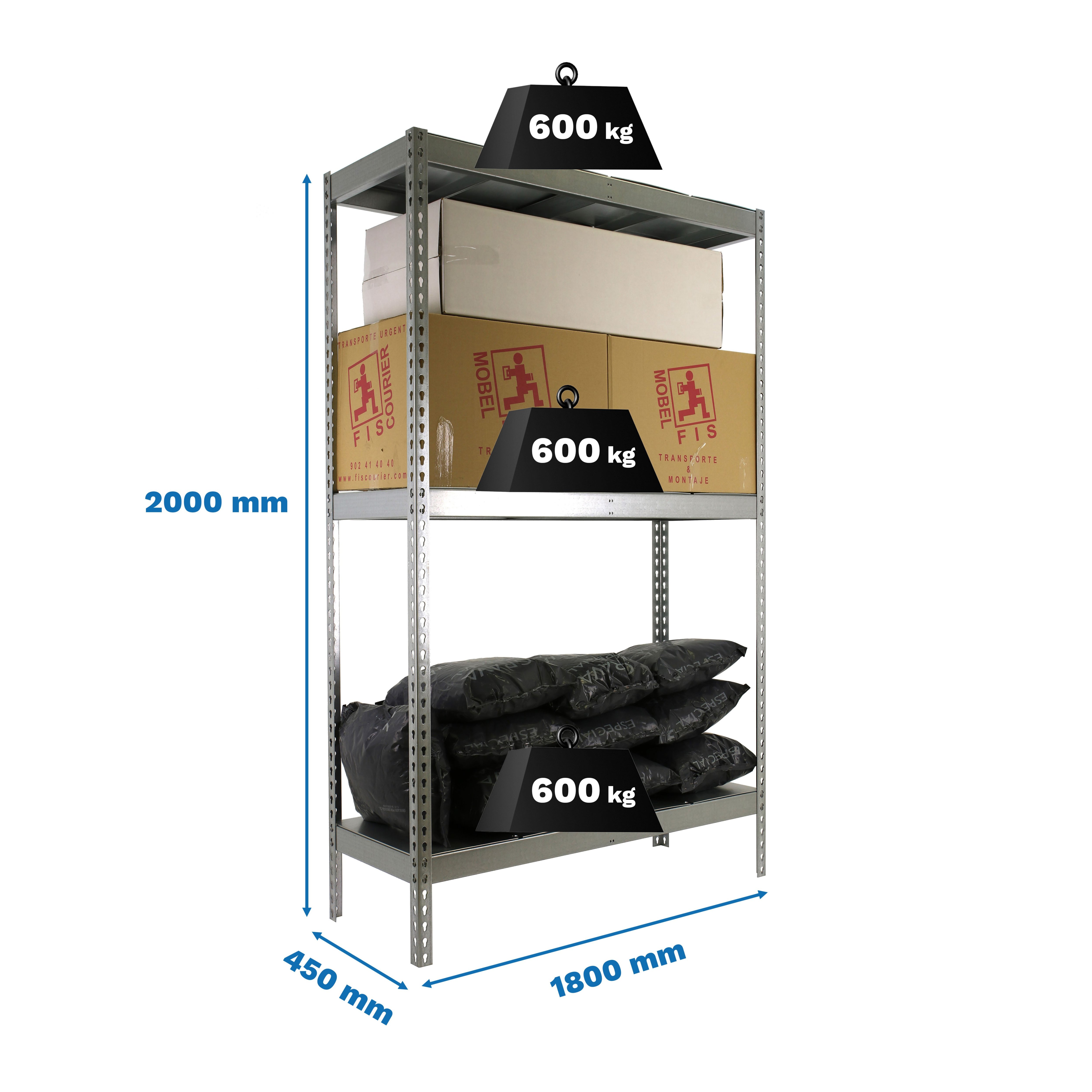 Estantería SIMONRACK Simonforte 1804-3 metal galva/galva