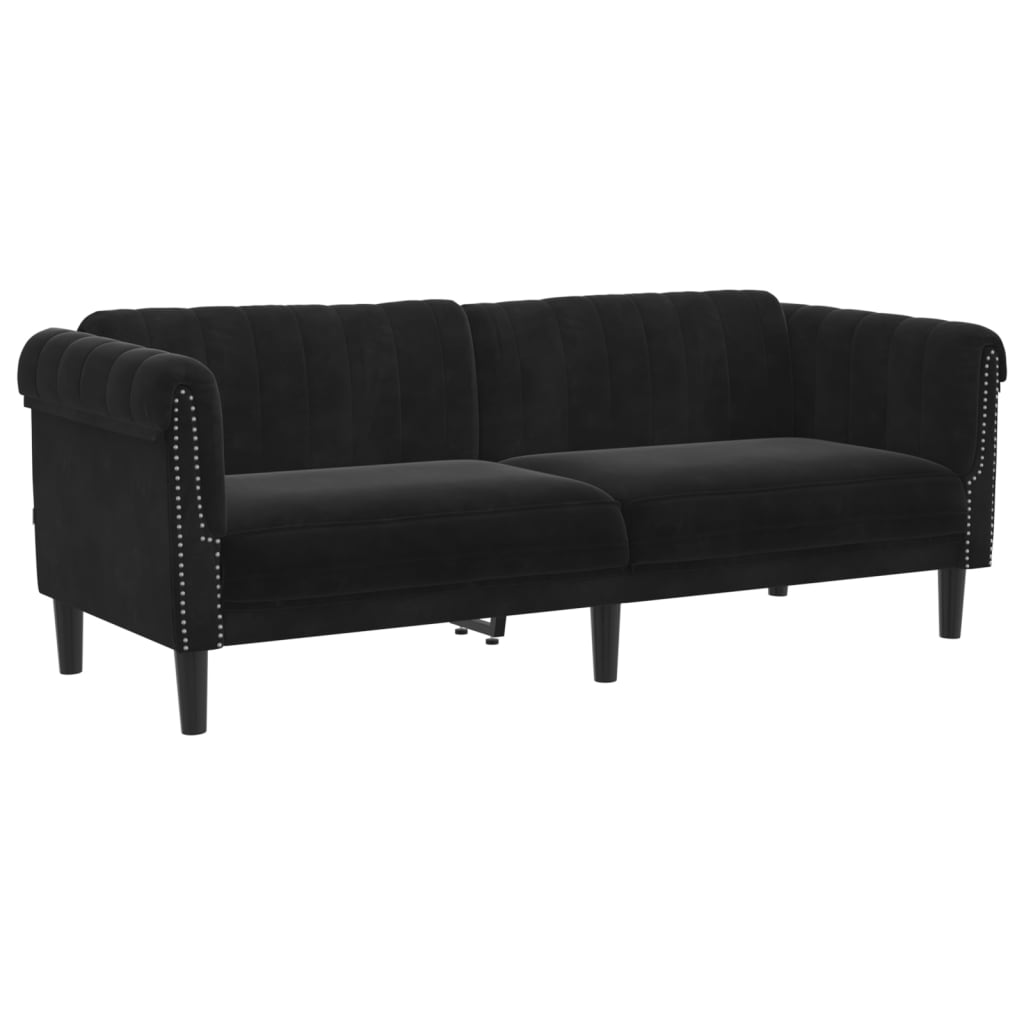 vidaXL Sofá de 3 plazas terciopelo negro