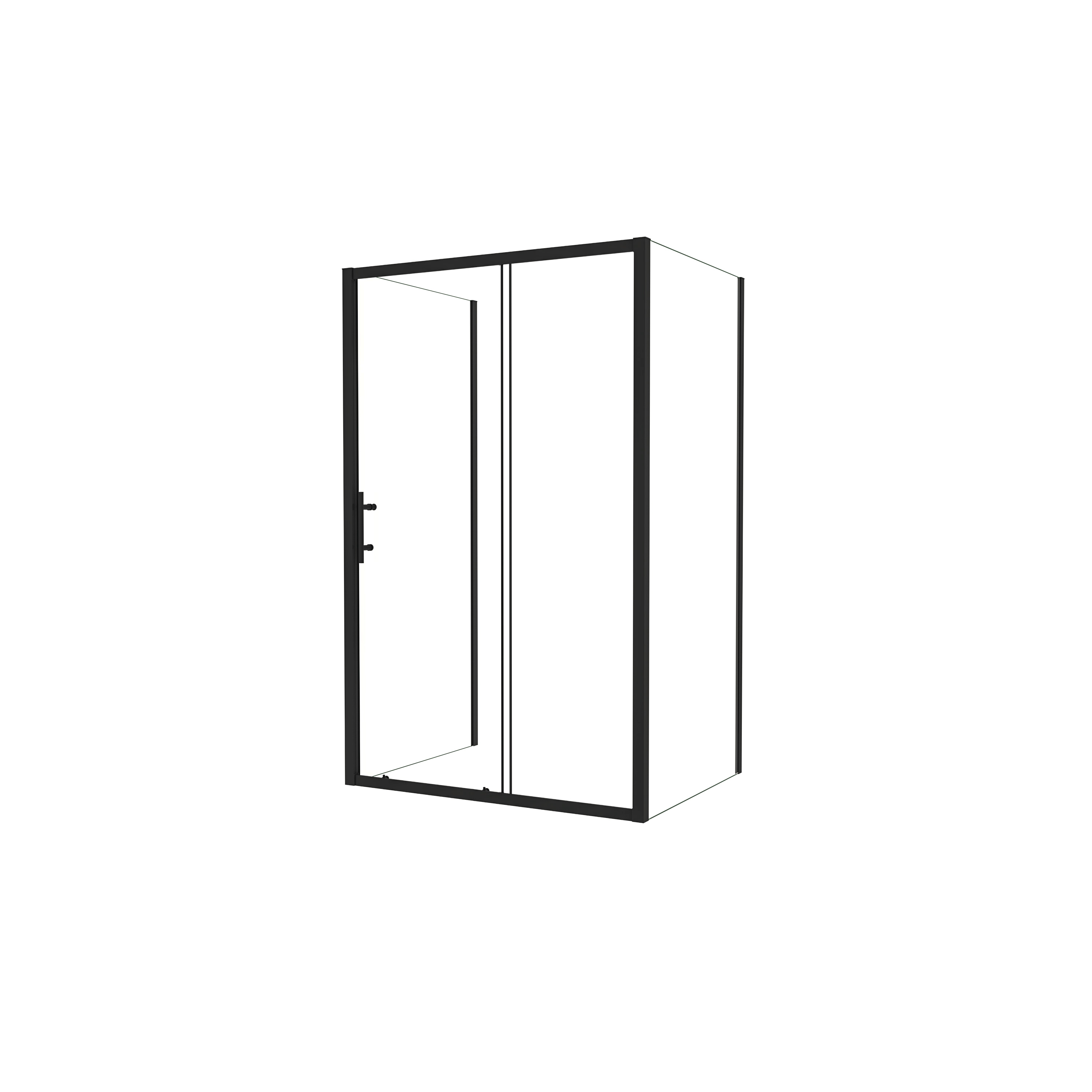 AICA Mampara de Ducha Rectangular Corredera Frontal y dos Paneles Fijos Cristal Templado 5mm Perfil Negro Mate (680-700)x(1063-1103)x(680-700)x1850mm