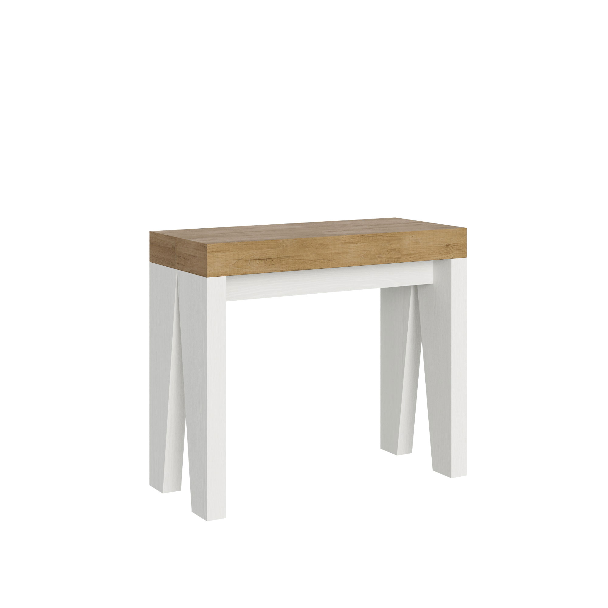 Consola extensible 90x40/300 cm Naxy Mix tablero Roble Nature - estructura Fresno Blanco - Itamoby