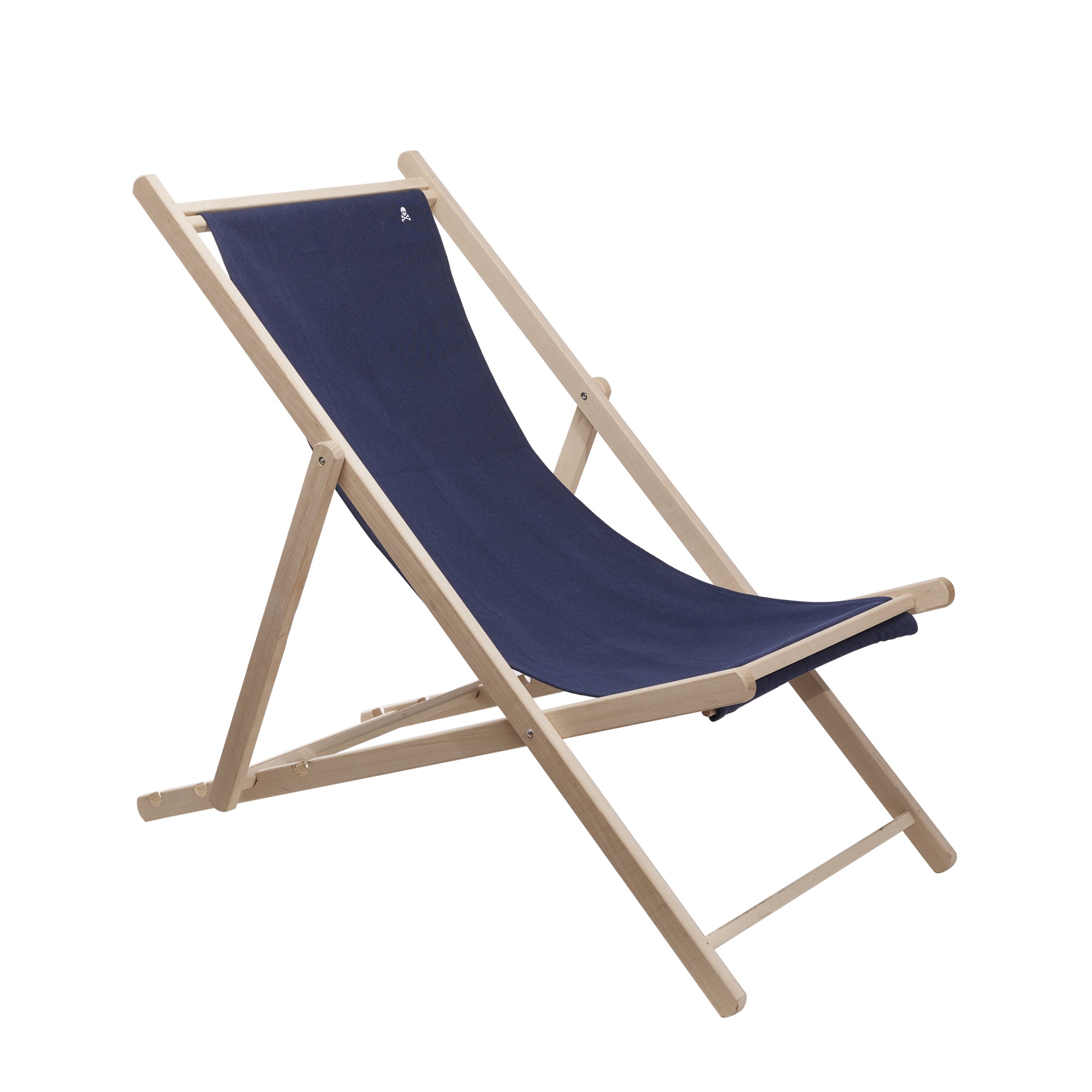 Hamaca  de madera de haya plegable sin brazos estructura sin barniz lona color azul oscuro Scalpers