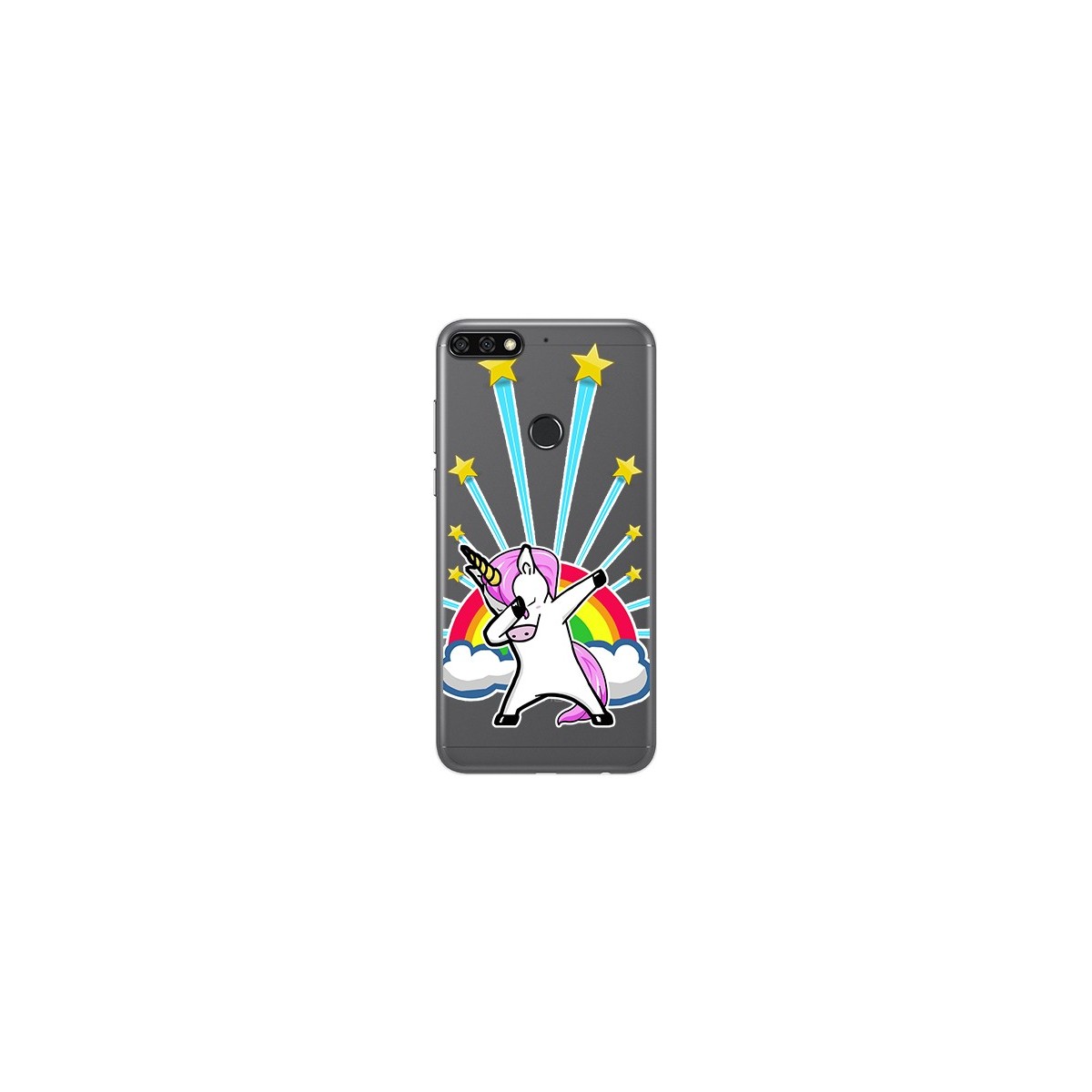 Tumundosmartphone Funda Gel Transparente para Huawei Honor 7C / Y7 2018 Diseño Unicornio Dibujos